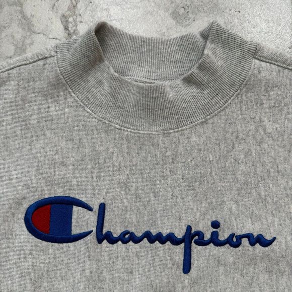 Champion Premium Reverse Weave Warm Up Size L Big Logo Crewneck Sweatshirt - Picture 2 of 8
